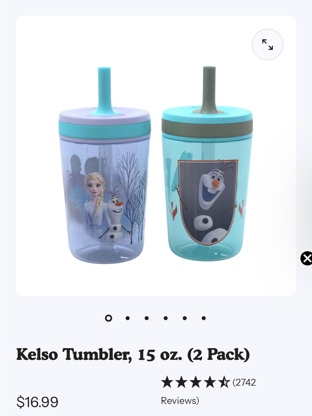 Kids Frozen Olaf Tumbler 15 oz (2-Pack) Zak! Kelso plus two frozen toothbrushes
